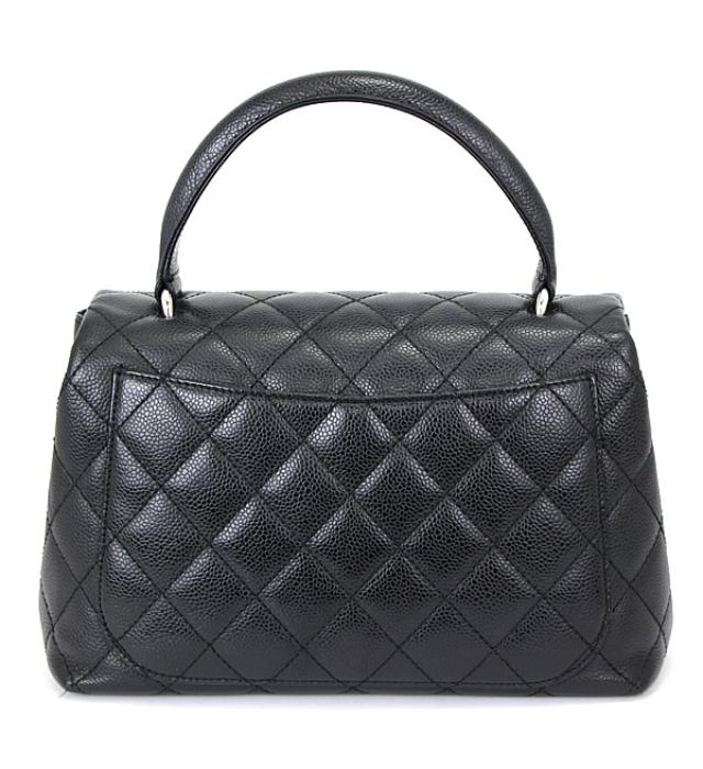 Chanel Kelly Type Handbag Small Black Caviar Skin