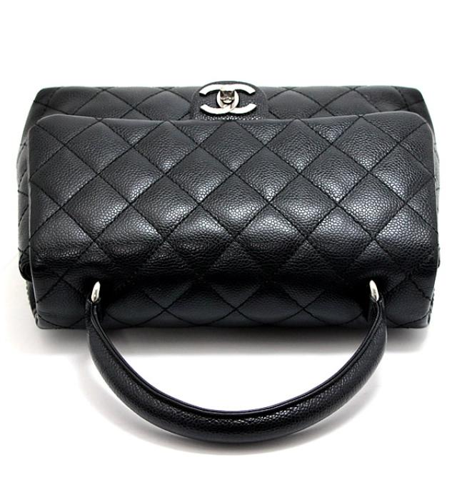 Chanel Kelly Type Handbag Small Black Caviar Skin
