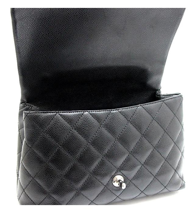 Chanel Kelly Type Handbag Small Black Caviar Skin