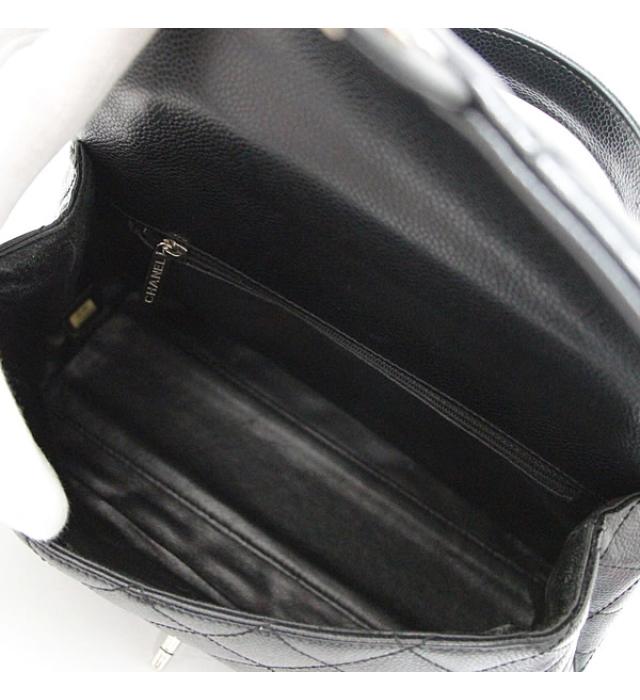 Chanel Kelly Type Handbag Small Black Caviar Skin