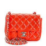 CHANEL Square Classic Single Flap Bag Quilted Patent Mini
