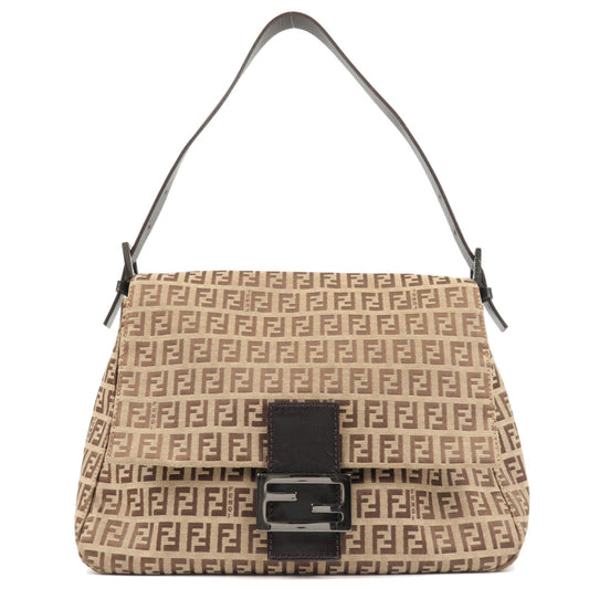FENDI Zucchino Mamma Baguette Canvas Leather Shoulder Bag 8BR001