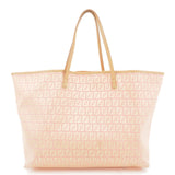 FENDI Zucchino Canvas Leather Tote Bag Pink Beige 8BH005