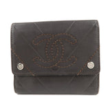 CHANEL Lamb Skin Coco Mark Double Hook Wallet Dark Brown
