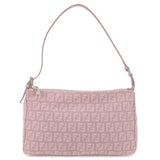FENDI Zucchino Canvas Leather Shoulder Bag Purple 8BR267