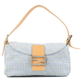 FENDI Zucchino Mamma Baguette Canvas Leather Shoulder Bag 8BR003