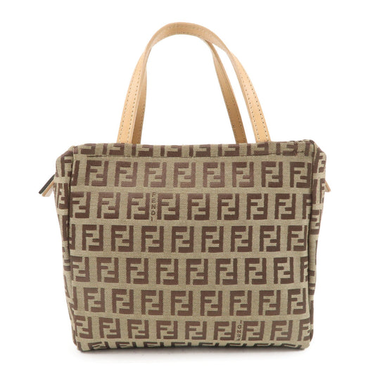FENDI Zucchino Canvas Leather Mini Hand Bag Beige 8BN0000