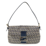 FENDI Zucchino Mamma Buguette Canvas Shoulder Bag Navy 26424