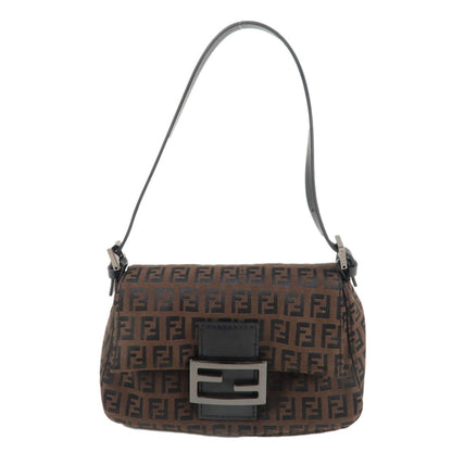 FENDI Zucchino Mini Mamma Baguette Canvas Leather Hand Bag 8BR180