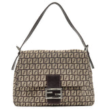 FENDI Zucchino Mamma Baguette Shoulder Bag Beige Brown 8BR001