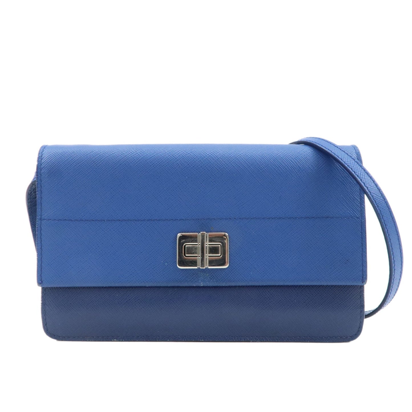 PRADA Leather Shoulder Bag Blue Navy  d