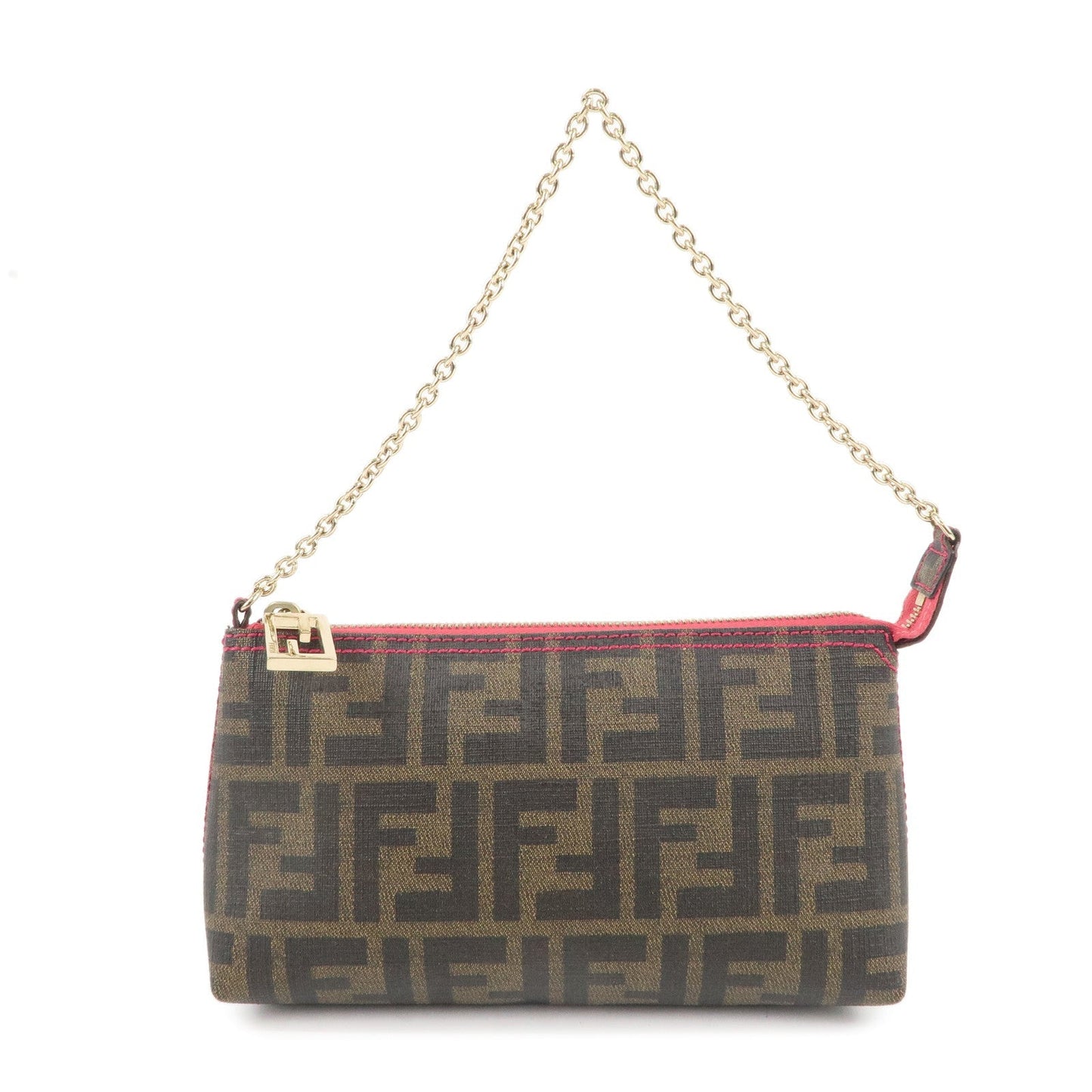 FENDI Zucca PVC Accessoires Pouch Brown Black Pink 8BR592