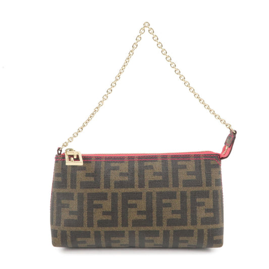 FENDI Zucca PVC Accessoires Pouch Brown Black Pink 8BR592