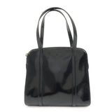 PRADA Patent Leather Tote Bag Hand Bag Black Silver HDW  d