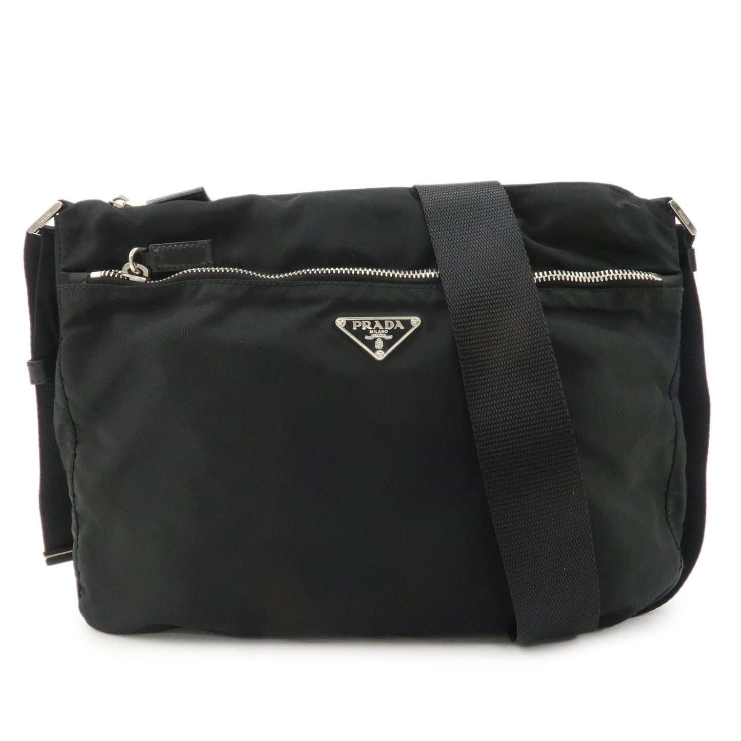 PRADA Logo Nylon Leather Shoulder Bag NERO Black BT0421  d