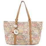 Fendi Zucchino Canvas Leather Tote Bag Flower Print 8BH021