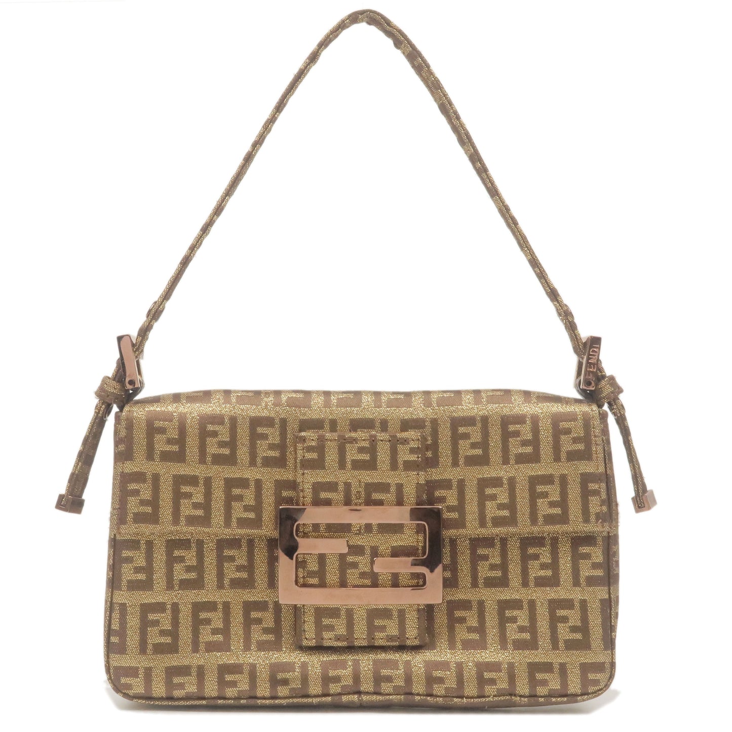 FENDI Zucchino Mamma Baguette Canvas Mini Shoulder Bag 8BK006