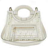 FENDI Zucca Vinyl Plastic Leather 2WAY Bag White Hand Bag 8BH353