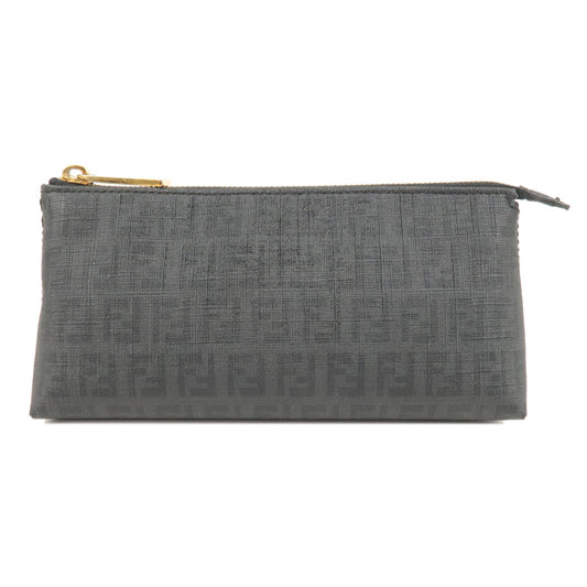 FENDI Zucca Print PVC Leather Cosmetic Pouch Black 7N0074