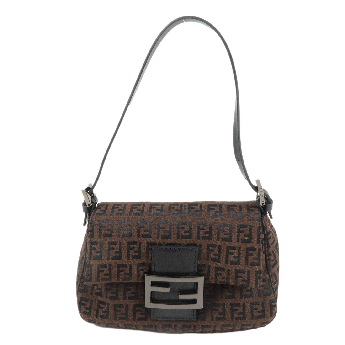 FENDI Zucchino Mini Mamma Baguette Canvas Leather Hand Bag 8BR180