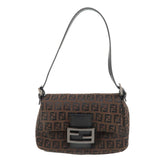 FENDI Zucchino Mini Mamma Baguette Canvas Leather Hand Bag 8BR180
