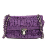 PRADA Nylon Leather Gathered Shoulder Bag Purple BR4609  d
