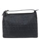 FENDI Zucchino Canvas Leather Hand Bag Pouch Black 8N0005