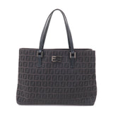 FENDI Zucchino Canvas Leather Hand Bag Brown Black 8BH132