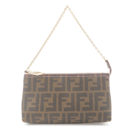 FENDI Zucca Print PVC Leather Pouch Hand Bag Brown 8BR592