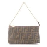 FENDI Zucca Print PVC Leather Pouch Hand Bag Brown 8BR592