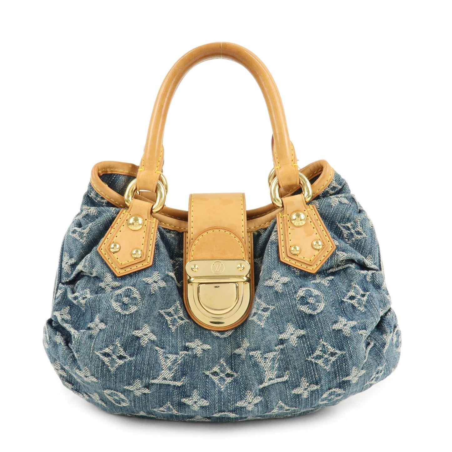 Louis Vuitton Monogram Denim Pleaty Hand Bag Blue M95020