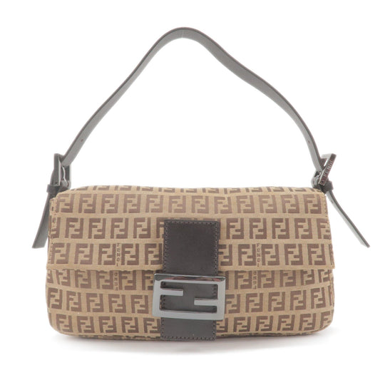 FENDI Zucchino Mamma Baguette Canvas Leather Shoulder Bag 8BR000