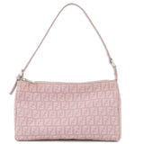 FENDI Zucchino Canvas Leather Shoulder Bag Purple 8BR267