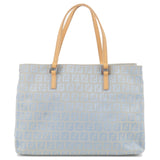 FENDI Zucchino Canvas Leather Hand Bag Light Blue 8BH072