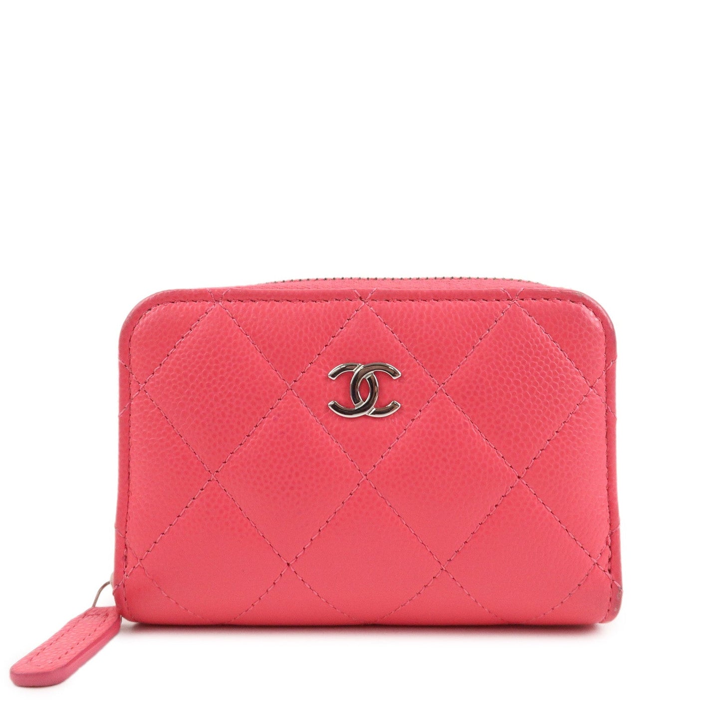 CHANEL Matelasse Lamb Skin Zip Around Coin Case Pink A69271  d