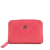 CHANEL Matelasse Lamb Skin Zip Around Coin Case Pink A69271  d