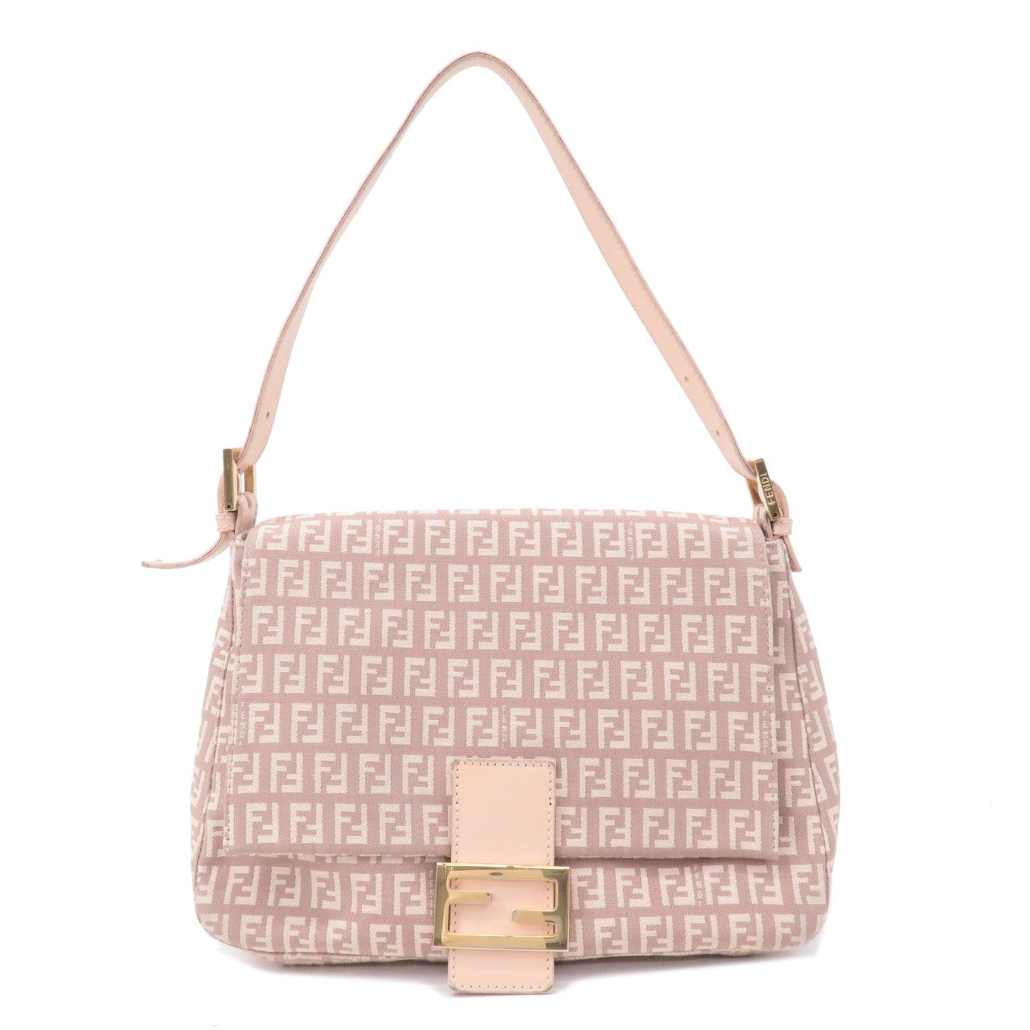 FENDI Zucchino Mamma Baguette Canvas Leather Shoulder Bag 8BR001