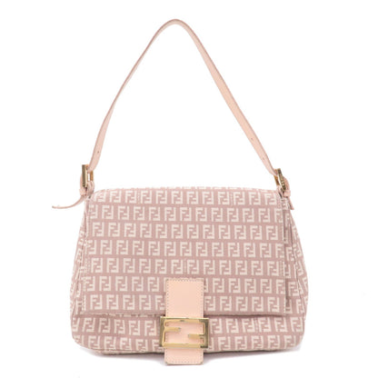 FENDI Zucchino Mamma Baguette Canvas Leather Shoulder Bag 8BR001