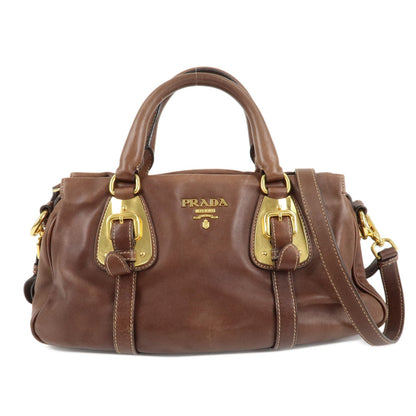 PRADA Leather 2Way Bag Shoulder Bag Hand Bag Brown BN1904  d