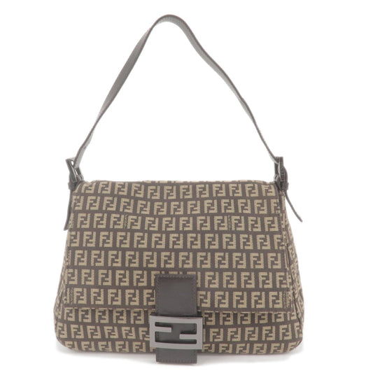 FENDI Zucchino Mamma Baguette Canvas Leather Shoulder Bag 8BR001