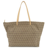 FENDI Zucchino Canvas Leather Tote Bag Beige Brown 8BH005