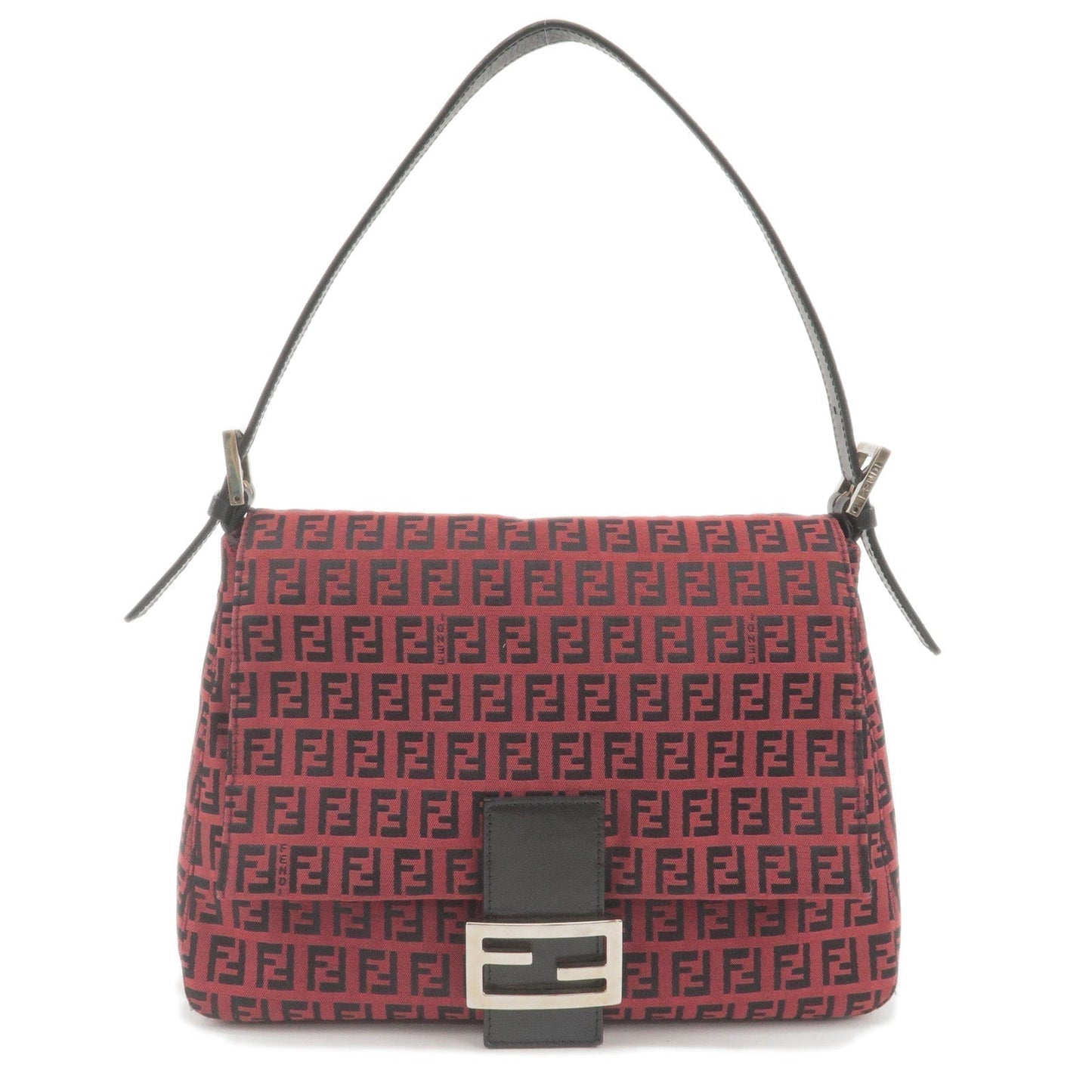 FENDI Zucchino Canvas Leather Mamma Baguette Shoulder Bag 8BR001