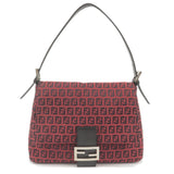 FENDI Zucchino Canvas Leather Mamma Baguette Shoulder Bag 8BR001