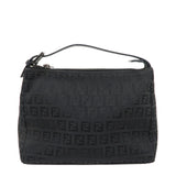 FENDI Zucchino Canvas Leather Hand Bag Mini Bag Black 8N0005