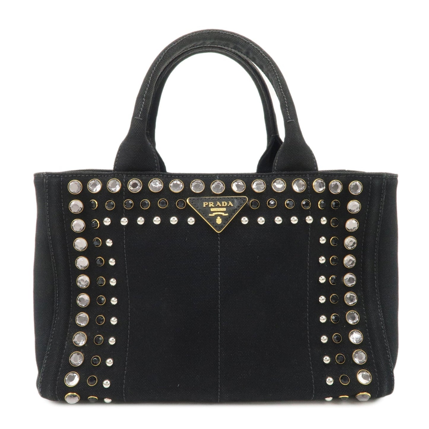 PRADA Logo Canapa Canvas Bijiou Studs 2Way Hand Shoulder Bag  d