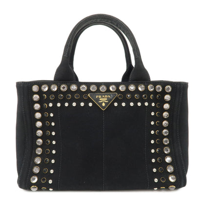 PRADA Logo Canapa Canvas Bijiou Studs 2Way Hand Shoulder Bag  d
