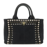 PRADA Logo Canapa Canvas Bijiou Studs 2Way Hand Shoulder Bag  d