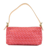 FENDI Zucchino Canvas Leather Shoulder Bag Hand Bag Pink Red d F/S