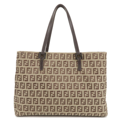 FENDI Zucchino Canvas Leather Hand Bag Beige Brown 8BH072