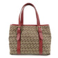 FENDI Zucchino Canvas Leather Hand Bag Beige Red 8BH237